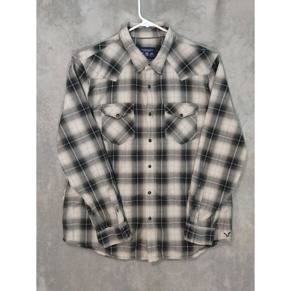 American Eagle Shirt Mens XXL 2XL Plaid Vintage Fit Pearl Snap Long Sleeve - Picture 1 of 8